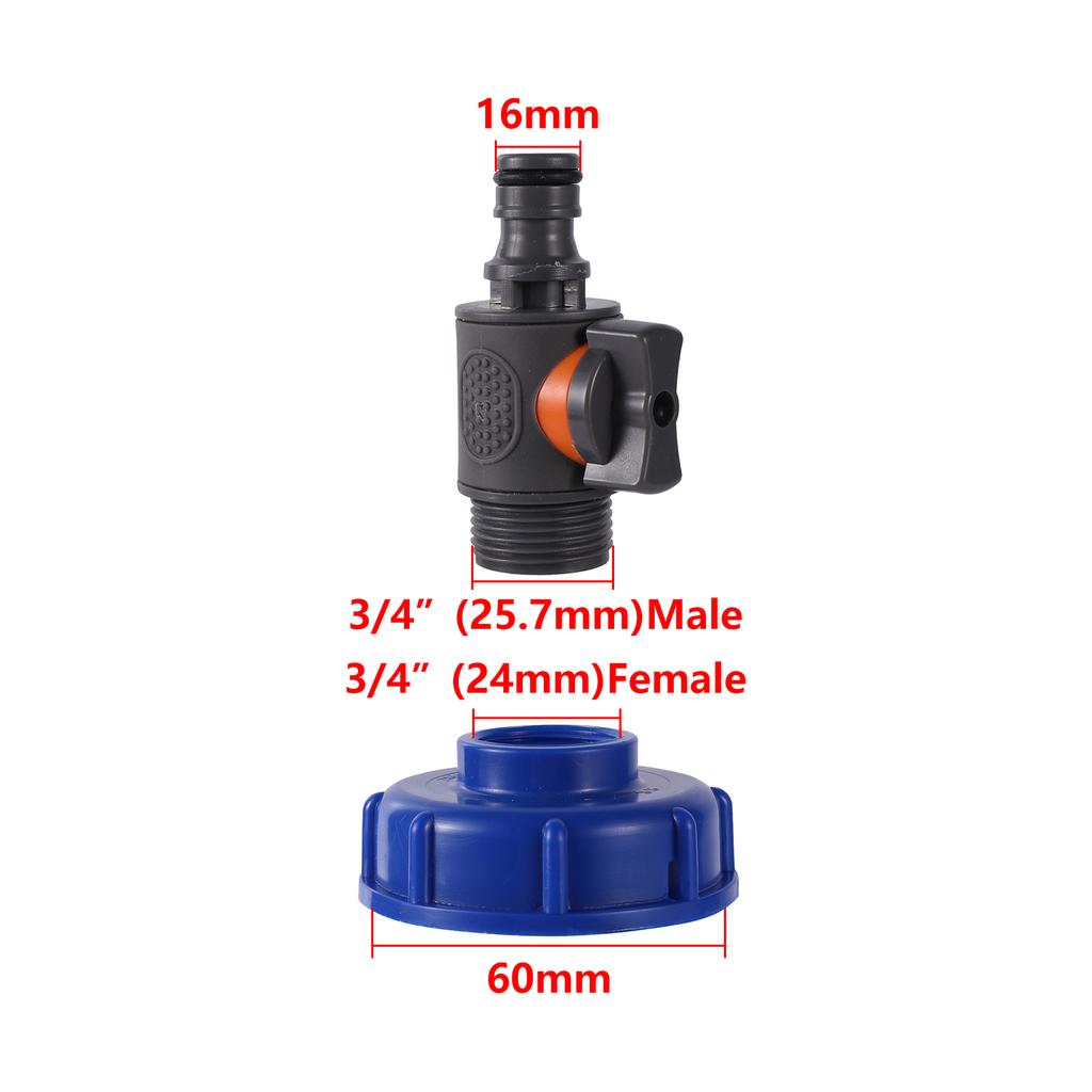 Adaptador de Drenaje IBC S60 Rosca Hembra 1/2"3/4" Adaptador de Tanque Acoplamiento Rápido para Manguera de 16mm Válvula de Grifo Adaptador Adaptador de Manguera de Jardín