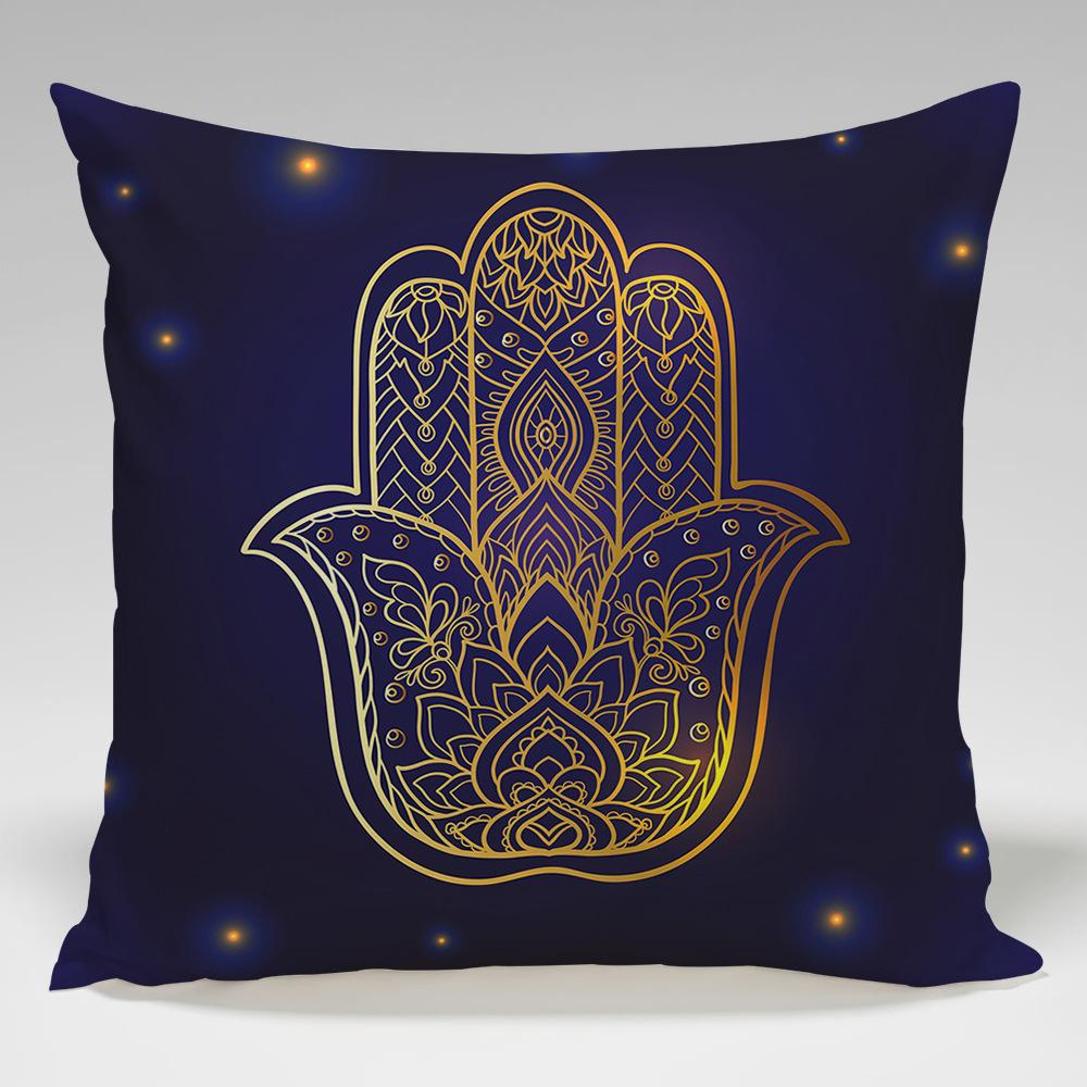 Mandala Geometric Pattern Throw Pillow Cover With Short Plush Print For Living Room Sofa Decoration Cushion Cover Pillow Covers