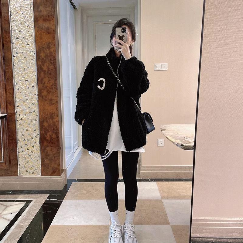 Casual double-sided coral fleece fleece fleece jacket for women's autumn and winter large size fleece thickened warm fleece cardigan sweater jacket