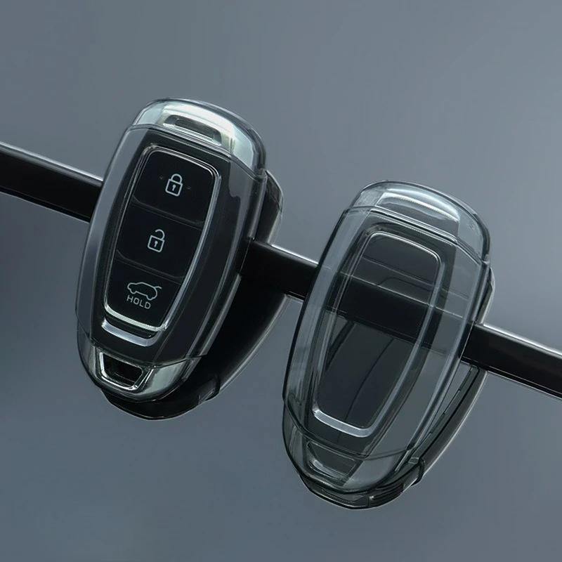 Soft Tpu Car Key Cover Transparent Case For Hyundai Elantra Grandeur Accent Solaris Sonata Palisade Kona Creta I20 I30 Ix35 Ix25