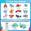 12 in 1 Pre Filled Marine Organism Building Block Set-12 Pcs Mini Building Blocks Toys, STEM Building Blocks Toys