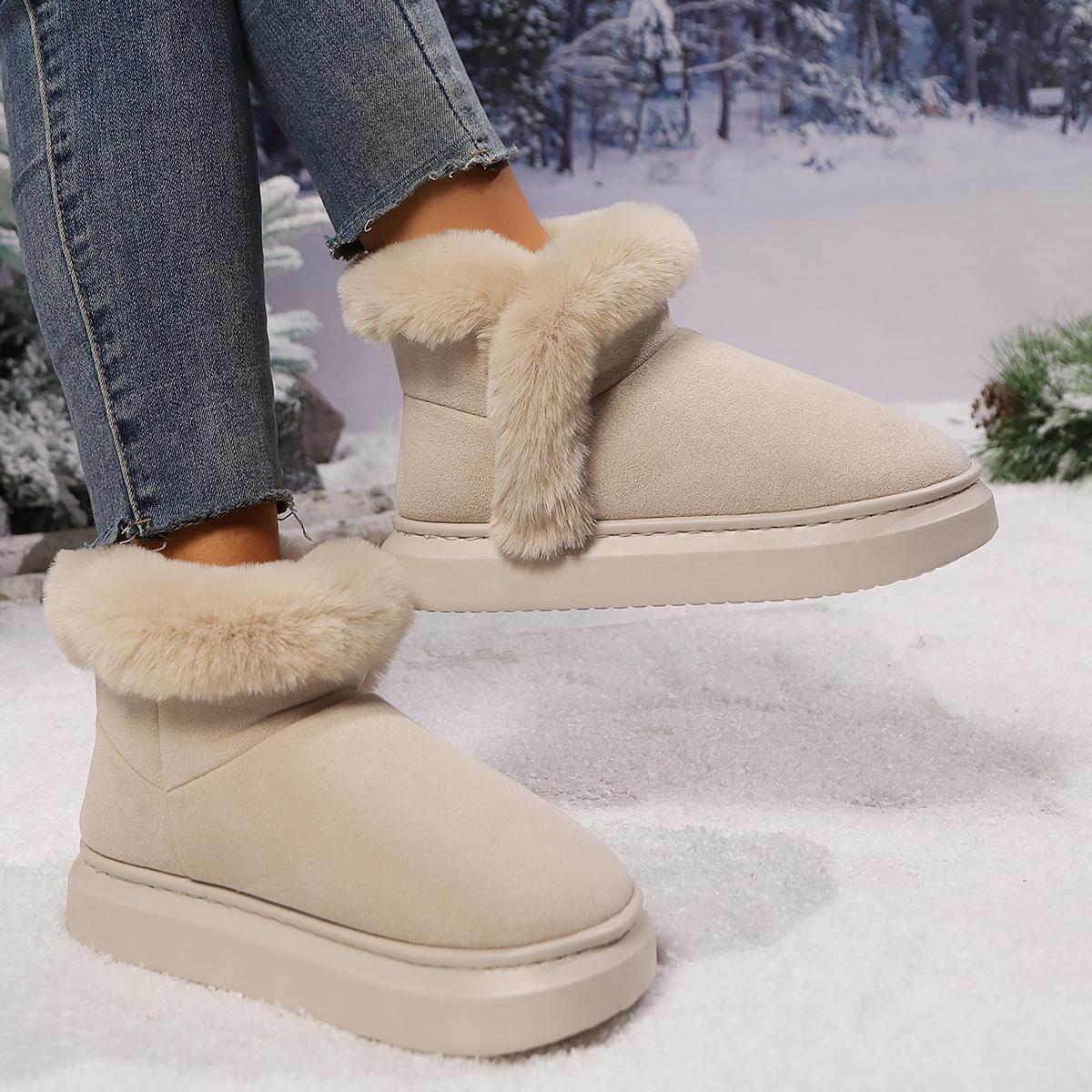 

Новые зимние теплые ботинки до середины икры на толстой подошве, износостойкие, удобные и модные женские ботинки на плоской подошве, бархатные зимние ботинки 40-41 бежевый