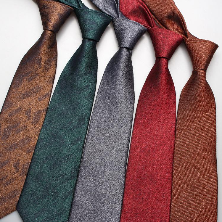 Men'S Polyester Silk Jacquard Business Tie, Solid Color Flower Casual High-End Tie