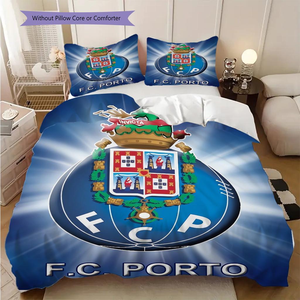 Porto Football Glory Set da tre pezzi (1 * copripiumino + 2 * federa, senza nucleo) Set Lenzuola Copripiumino e Federa 2D Piatto