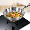 32cm Fume-free Non-stick Pan Wok 304 Stainless Steel Frying Pan with Glass Cover Household Uncoated Wok Cooker Gas Suitable