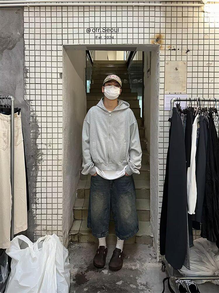 

Унисекс Ретро Вареные Потертые Джинсовые Шорты - Повседневные Широкие Семиточечные 2X Large синий