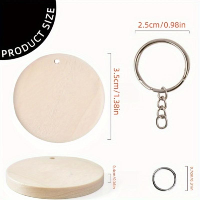 150Pcs/ Box Round Wooden Discs with Keychain Wood Tags with Hole Reminder Record Calendar Wood Chips DIY Crafts