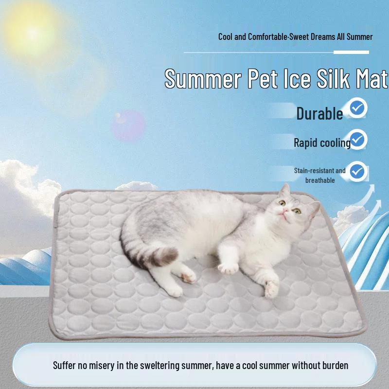Summer Cooling Pet Mat: Breathable Ice Silk Pad for Dogs & Cats