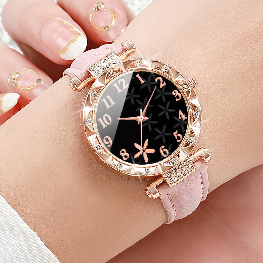Women Flower Dial Watch Fashion Leather Band Quartz Wristwatches For Ladies Clock Reloj Mujer