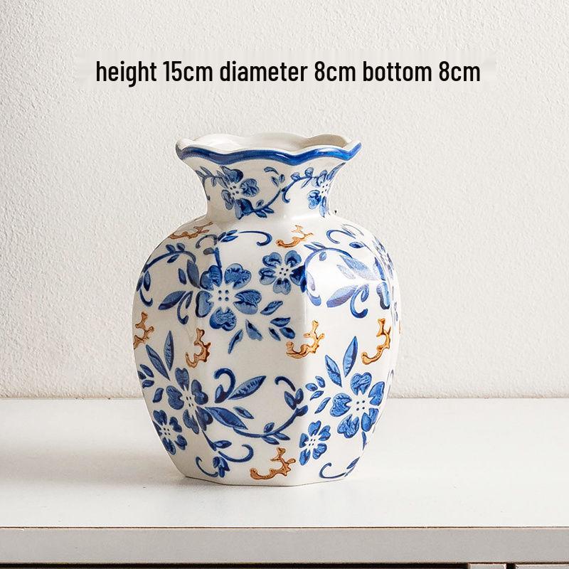 Chinese Blue & White Porcelain Retro Vase for Home Decor and Fresh Flower Arrangements