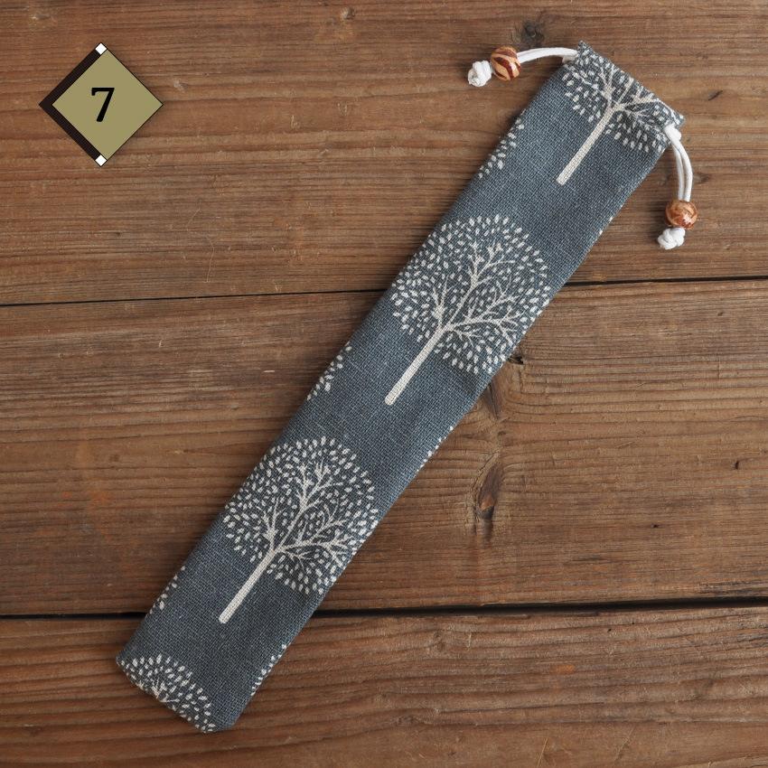 1pc Eco Friendly Canvas Drawstring Pouch Japanese Style for Chopsticks Spoon Straw Home Kitchen Travel Organizer
