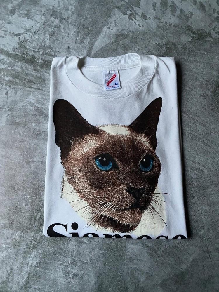 

Siamese Cat Retro Vintage Graphic TShirt Unisex Short Sleeve Cotton Shirt S5XL Unisex T-Shirt XXXXL