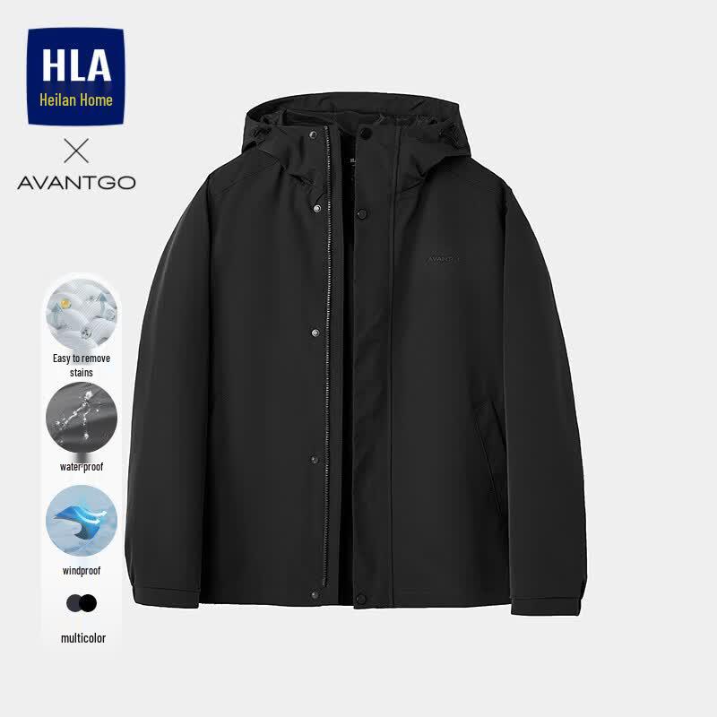Классическая мужская тканая куртка с капюшоном HLA 4XL чёрный