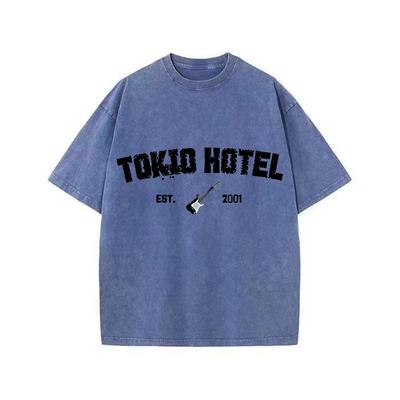 Retro Washed Vintage T-Shirt Rockband Tokio Hotel Kaulitz T-Shirt Herrenmode Casual Pullover Sweatshirt Männer Frauen T-Shirt