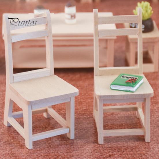 Dřevěná nebarvená miniaturní ozdoba na nábytek na židličku pro 1/12 domečku pro panenky