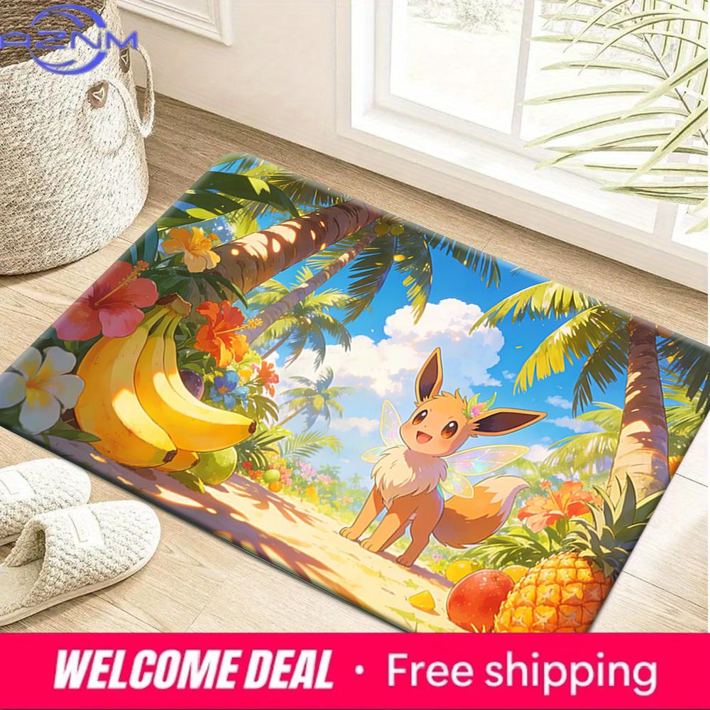 Eevee Tropical Beach Print Doormat Anti-slip Absorbent Floor Mat for Home Entrance Bedroom Living Room Decor