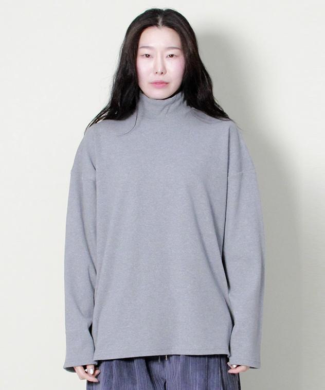 Deumakeu Mock Neckline Boxy Fit T-Shirt Gray
