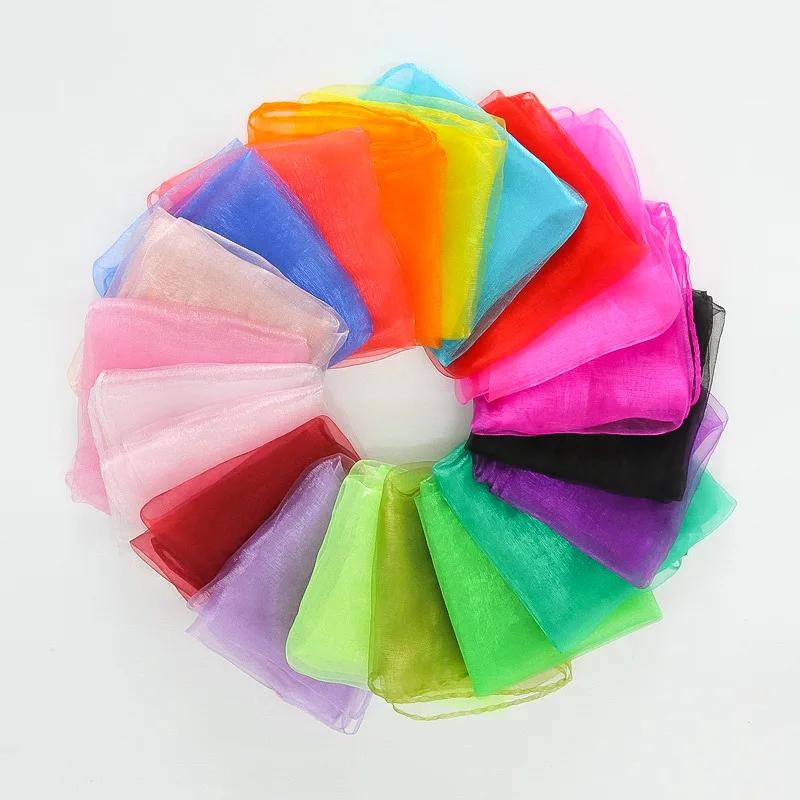 60X60cm Colorful Girl Gymnastics Square Scarf Movement Rhythm Band Scarves