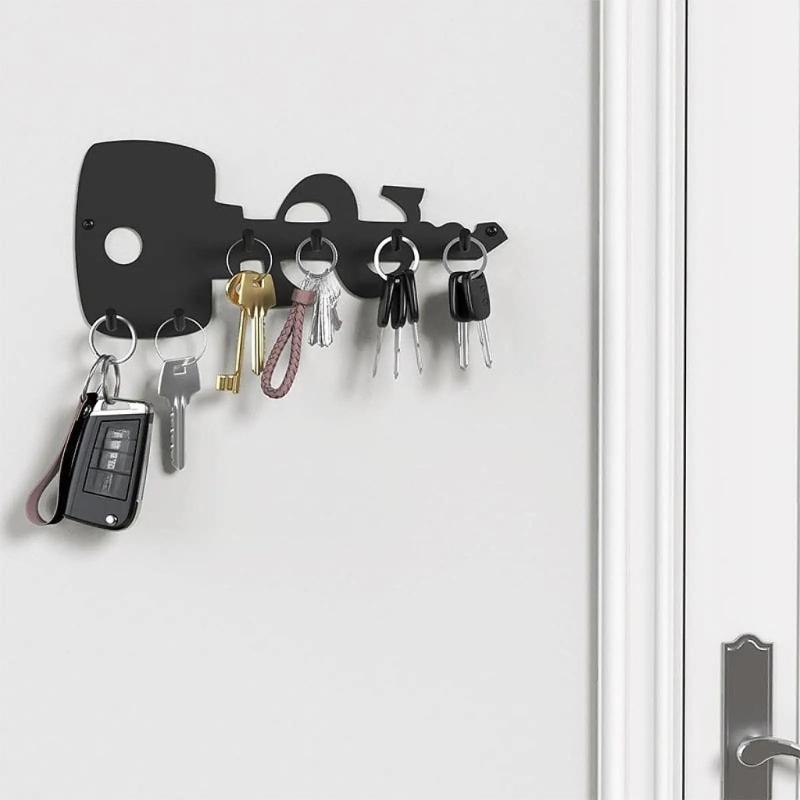 Moderner Edelstahl Wandhaken Schlüsselaufbewahrung Organizer 6 Haken Flaches Profil Für Flure Schlafzimmer Haushaltsdekoration