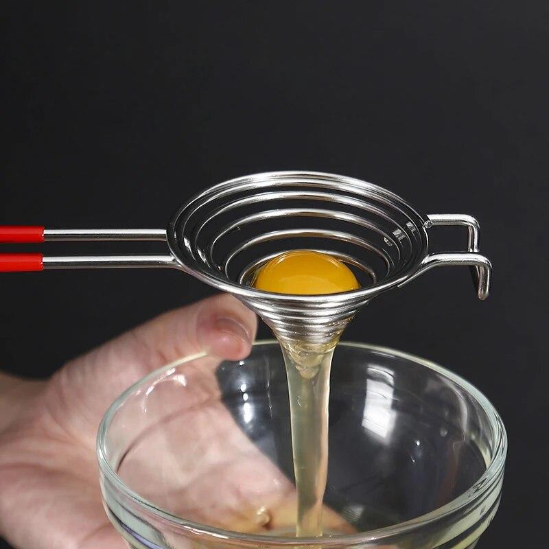 1 Pcs Spiral Stainless Steel Egg White Separator Portable Egg Yolk Divider With Long Handle Kitchen Tool