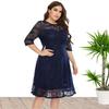 Plus Size Women's Lace Long Dress Round Neck Spring and Summer