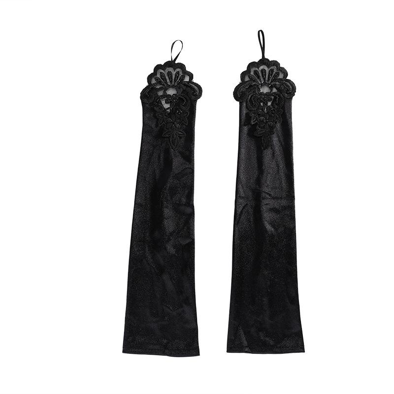 Damen Satin Haken Finger Lange Fingerlose Handschuhe Retro Stil Oper Abendkleid Zubehör Etikette Hohe Elastizität Hochzeit