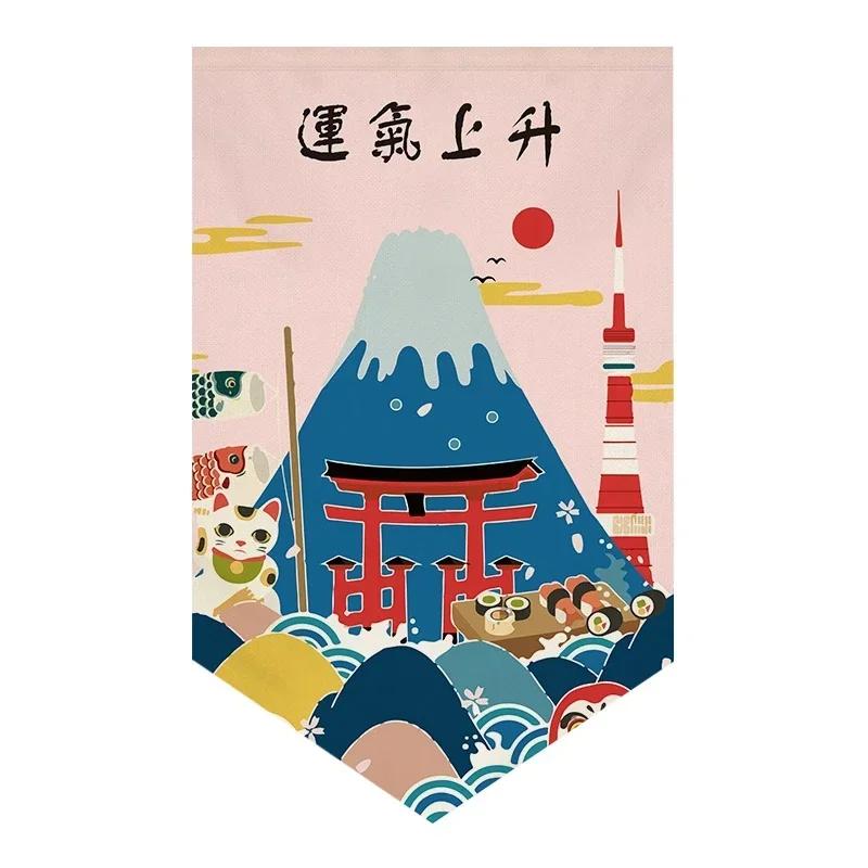 Japanese Curtain Sushi Restaurant Shop Hanging Short Curtain Doorway Triangle Flag Kitchen Noren Rideau Cortinas Home Decor