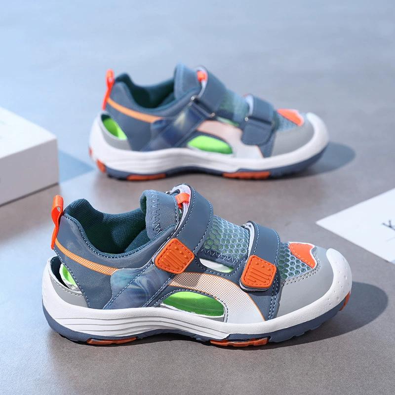 

Летняя детская пляжная обувь, сандалии для мальчиков, кроссовки, нескользящие спортивные повседневные сандалии для мальчиков на плоской подошве 37 синий