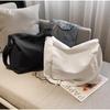 Ins Lazy Solid Color Canvas Shoulder Messenger Bag Large Capacity Student Bag 40*18*28cm