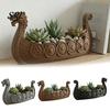 Pot Charme de l'Ancien Monde Bateau Long Viking, Support pour Plantes d'Intérieur Bateau Dragon pour Cactus Sculptures Plantes Plantes Aériennes, Contenant Bateau Rustique Nordique Maison