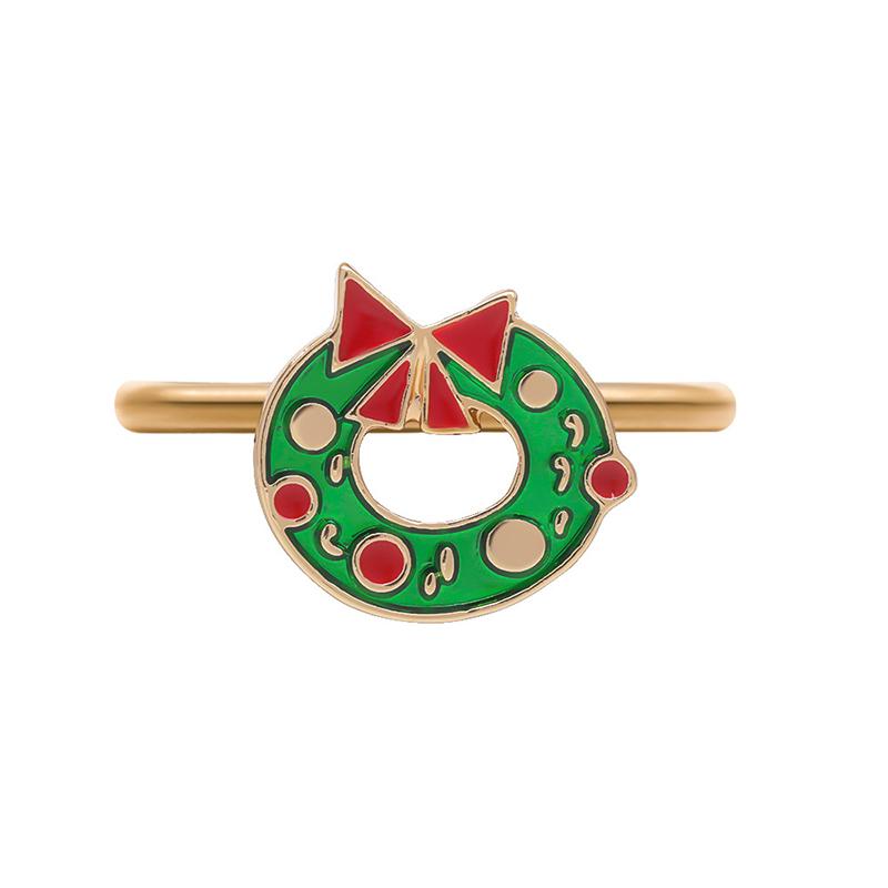 Christmas Napkin Ring Metal Xmas Bell Elk Napkin Holder Flower Wreath Rings Wedding Banquet Hotel Table Decoration Accessories
