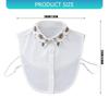 Soft Polyester Detachable Collar With Rhinestones Decors Half Shirt Blouse Top Suitable For Various Occasion Easy Care