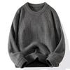Men's Crew Neck Sweater Solid Color Trend Thickened Knitwear Autumn and Winter Casual Warm Sweater Men's Long Sleeve Vest