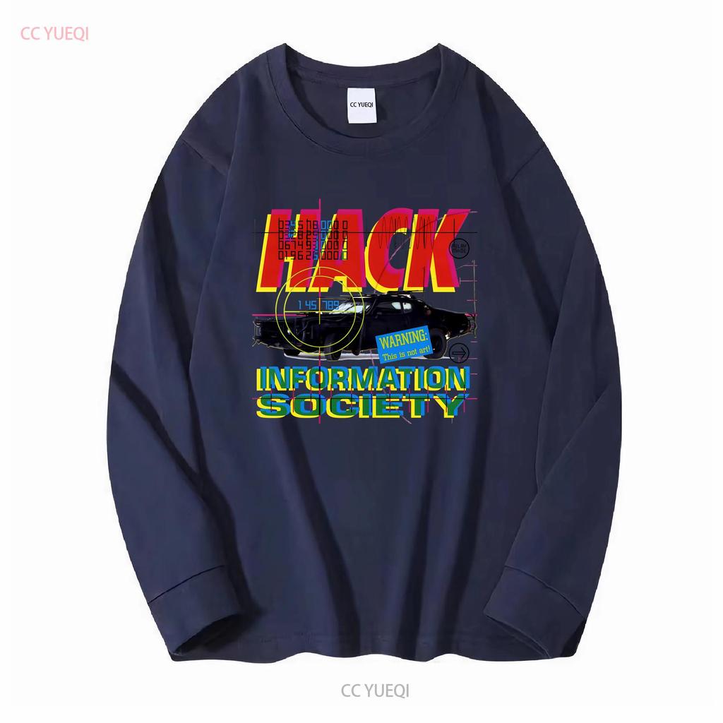 INFORMATION SOCIETY HACK NEW WHITE T SHIRT long or short sleeves vintage Washed Comfortable graphic Top For Everyday Wear Soft