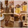Moisture-proof Coffee Bean Storage Jar With Wood Spoon Clear Spice Storage Tank  Food