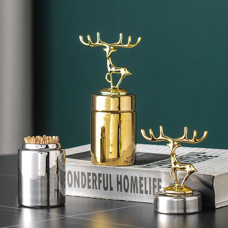 Luxury Toothpick Jar Decoration Living Room Home Personalized Creative Cotton Swab Box Storage Box European Desktop Ornaments