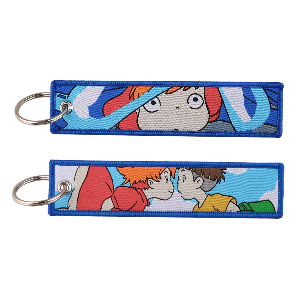 Anime Movie Embroidery Key Fobs White Dragon Key Tags Keychains for Motorcycles Cars Keyring Cosplay Accessories Fans Gifts