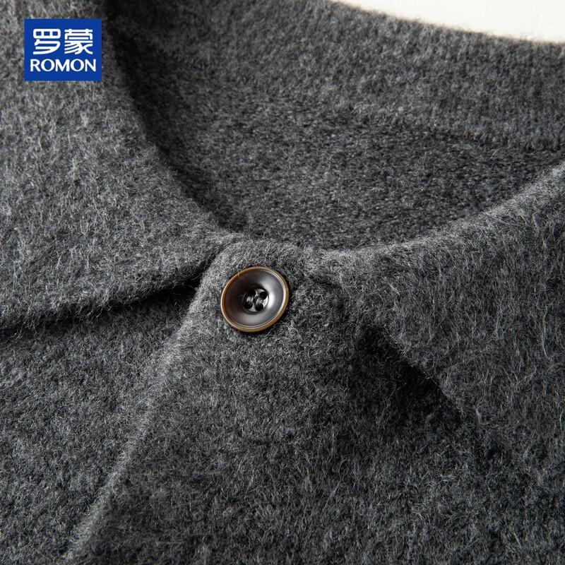 ROMON Men's Autumn and Winter Warm Lapel Knit Sweater