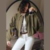 Women's Bomber Jacket Lapel Long Sleeve Zipper Suede Jacket Women 2025 High Street Cropped Racing Jackets Coats Outerwears