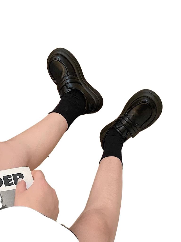 Velcro Loafer Small Leather Shoes Women's Autumn 2025 New Versatile Retro British Style Platform Single Shoes