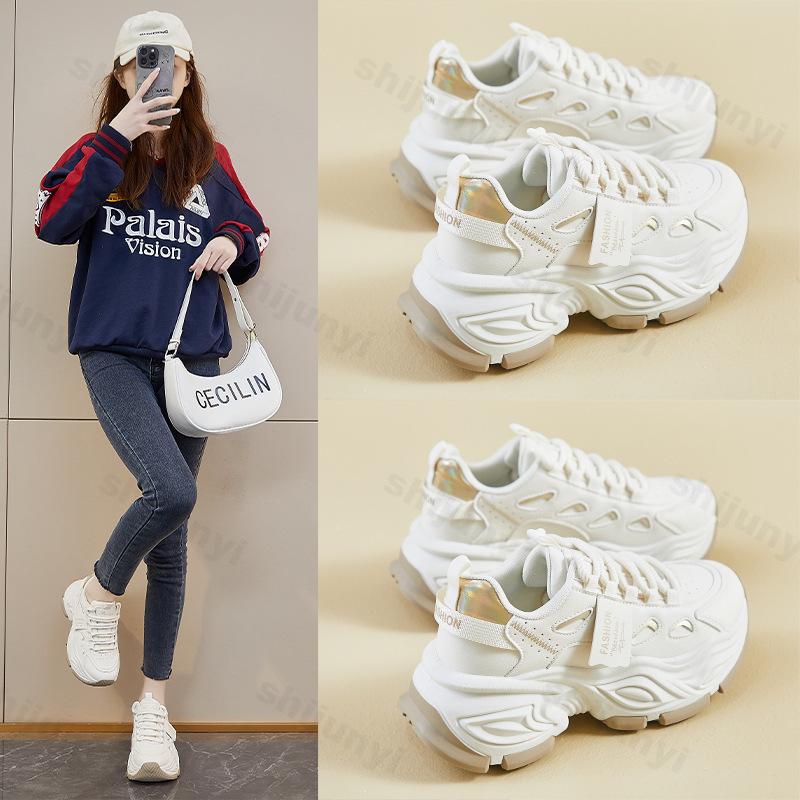 Damenschuhe 2026 Neue Frühling Herbst Plateau Sneaker Rutschfest Höhensteigerung Schnürung Bequem Lässig Vulkanisierte Schuhe