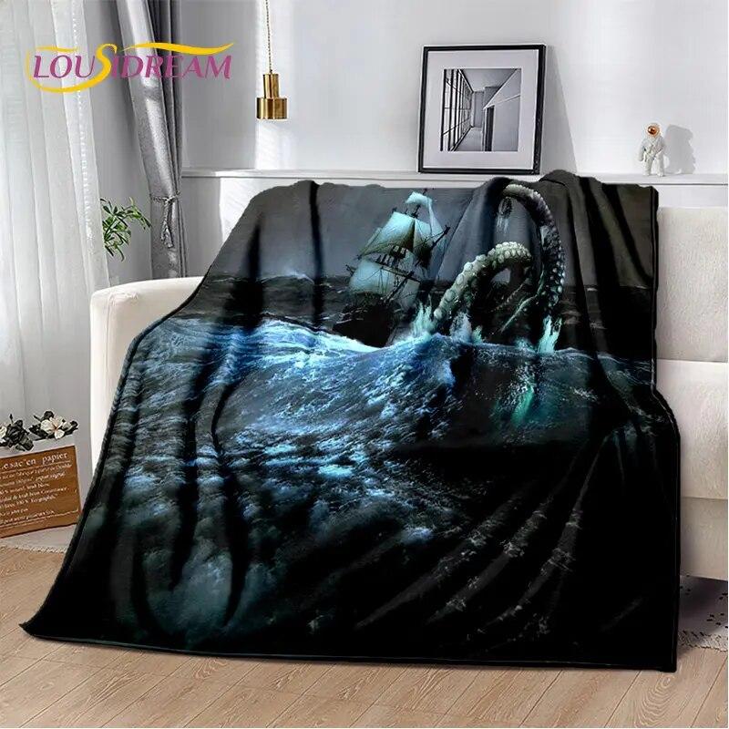 A Pirate Boat,Barque,Boat Ship Monster Soft Plush Blanket,Flannel Blanket Throw Blanket for Living Room Bedroom Bed Sofa Picnic