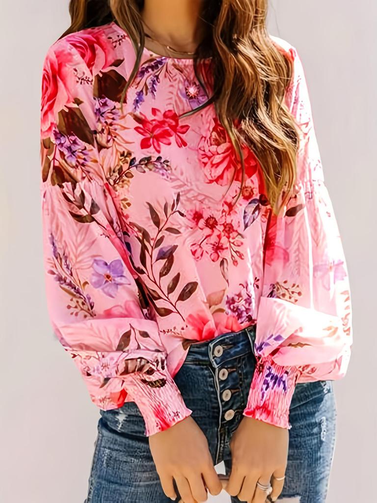 Women's 2024 Casual Loose Long Sleeve Shirt with European and American Print Design