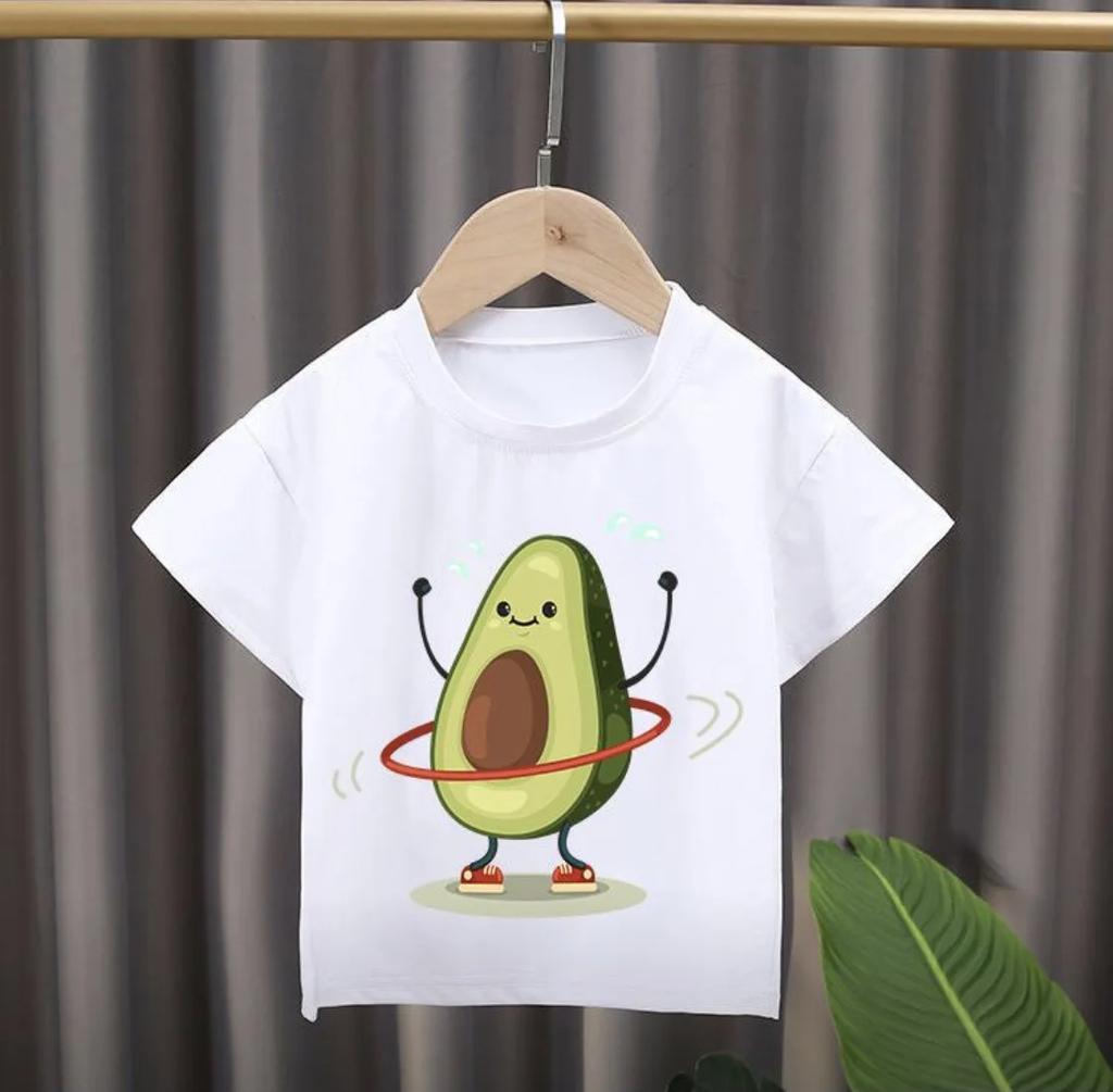 New Style Childrens Cartoon Fruit Print Roundneck Shortsleeved Tshirt Girl Clothes Boys Clothes Kids Clothes Modal Fabric