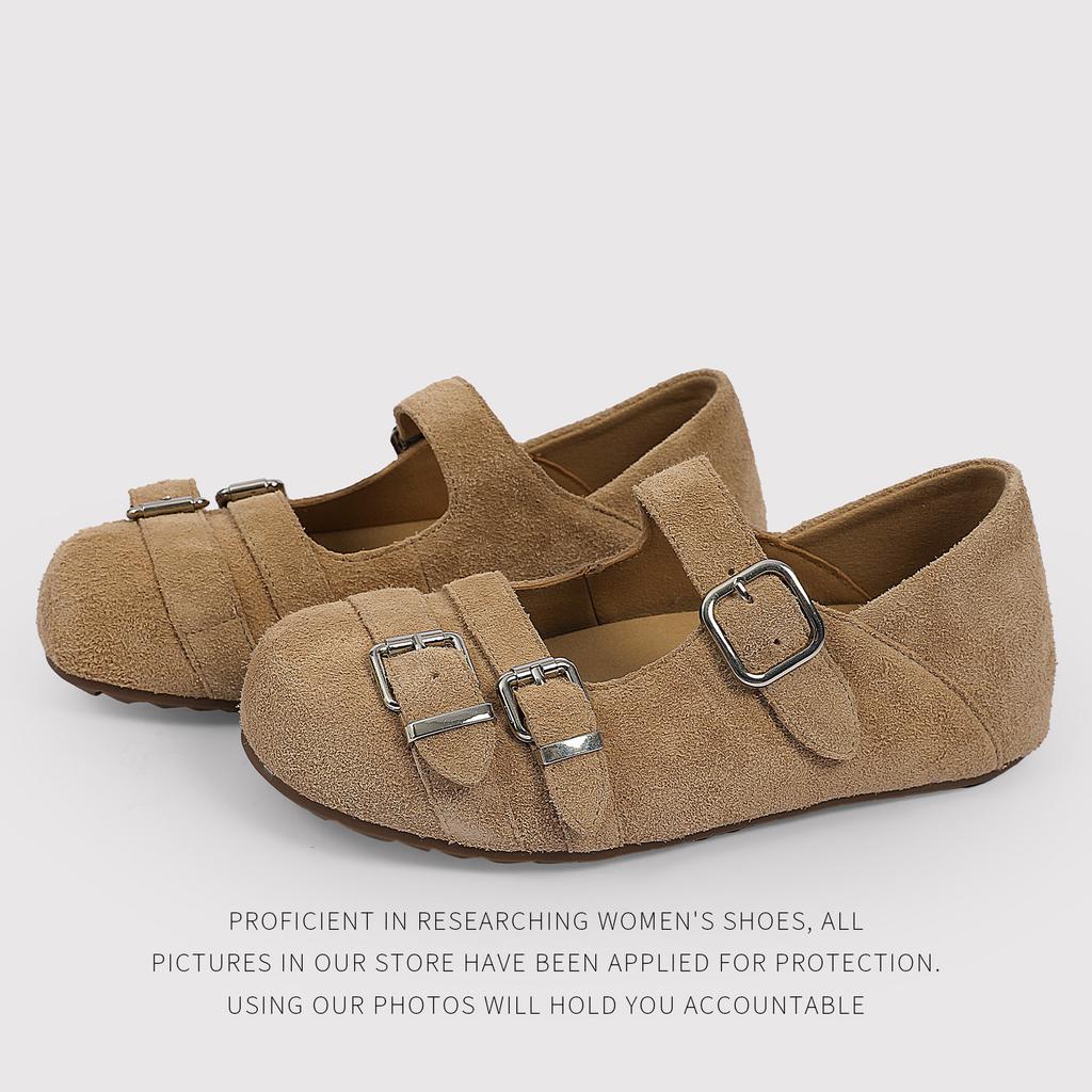Distribution - Top Cowhide Fashion Round Head Belt Buckle Sweet Cool Single Shoes Women'S Autumn New Ballet Edition Mary Jane