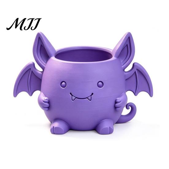 Mini Cactus Pot 3D Printed Devil Bat Flower Pot, Gothic Halloween Planter with Creative Gardening Present for Plant Lovers Wings Home Office