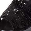 Black High Heeled Sandals Women's Peep Toe Rhinestone Design Retro Roman Style Thick Sole Waterproof Platform Summer