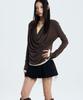 NOTKNOWING Deep Cowl Layered Top (Brown)