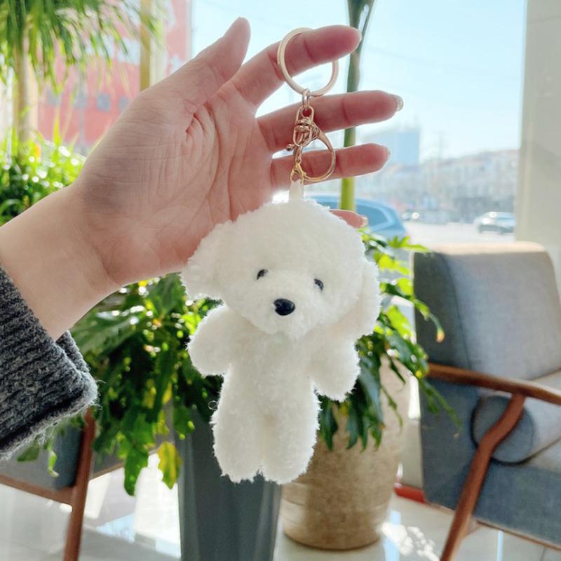 1ks krásný měkký plyšový medvídek klíčenka s roztomilým kresleným přívěskem na klíče