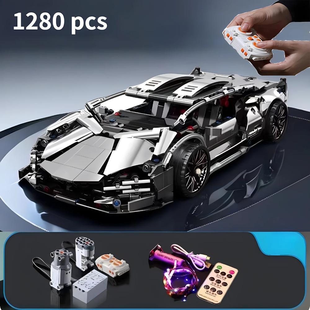 2024 Silver supercar RC Tech Racer 1:14DIY building block assembly building block car toy birthday gift